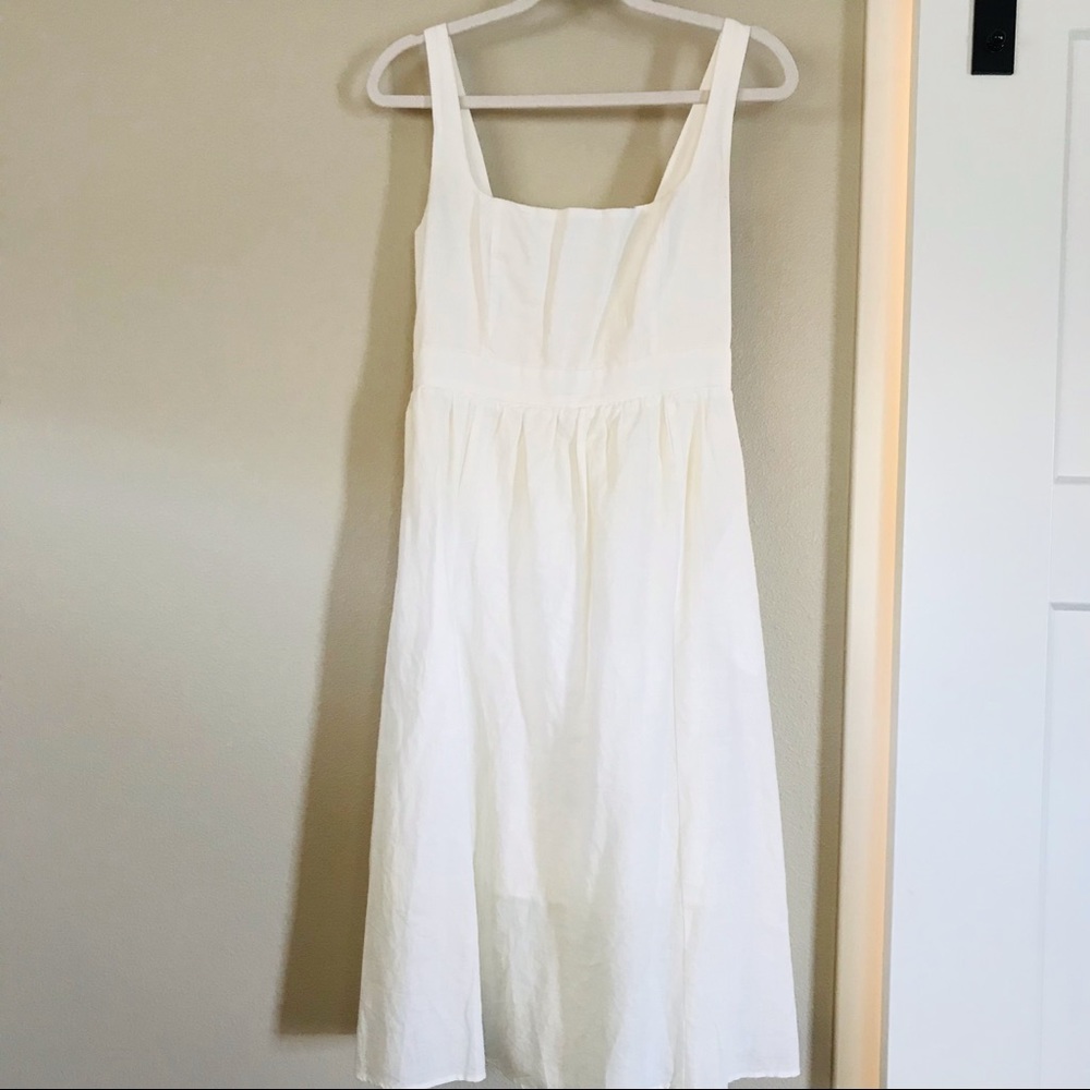 Petal and Pup White Linen Midi with pockets
